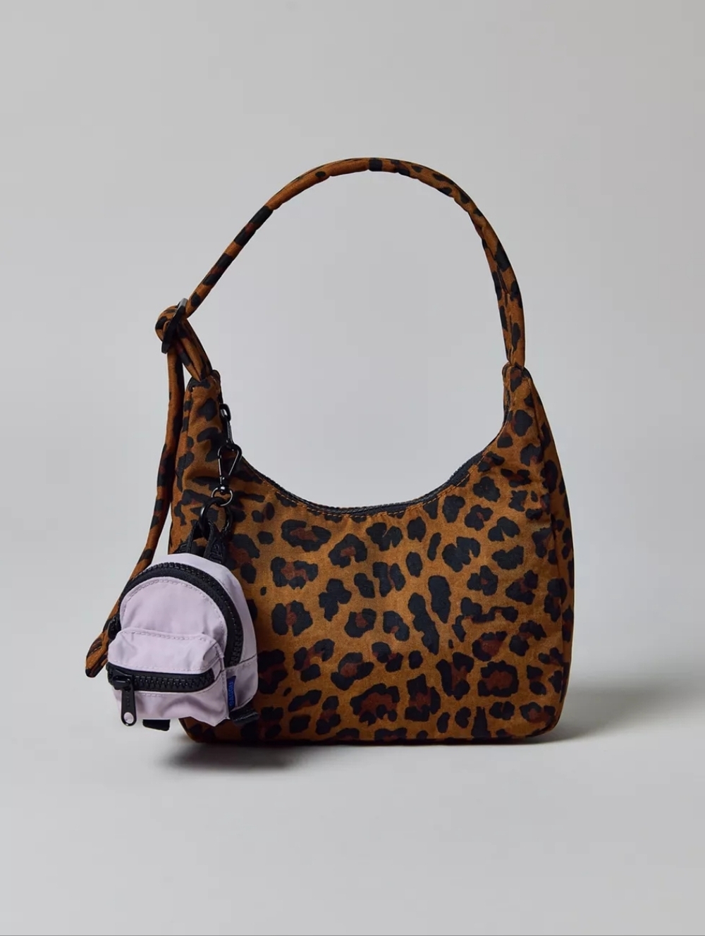 NWT BAGGU Mini Nylon Shoulder Bag Leopard